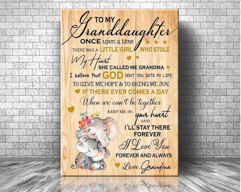 To My Granddaughter Canvas, Gifts For Granddaughter, Birthday Gifts Idea For Granddaughter Elephant Canvas