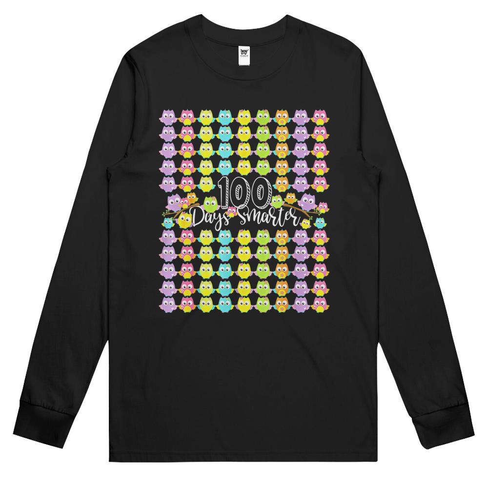 100 Days Smarter- 100Th Day Of School Owl & Teachers Gift Long Sleeve T Shirts