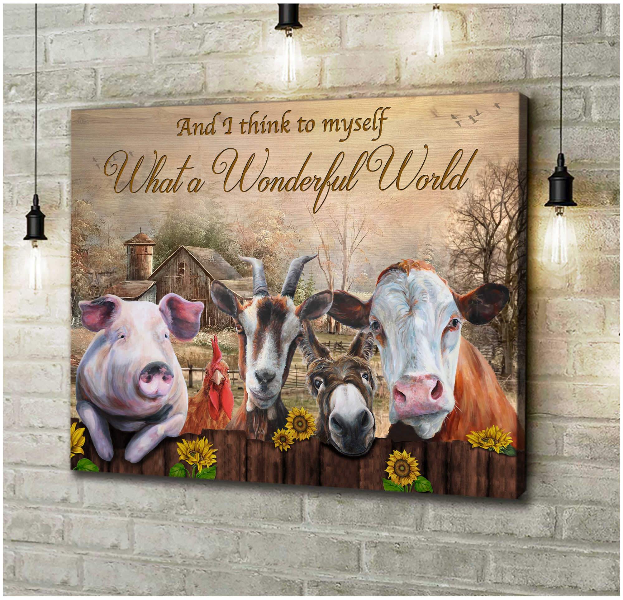 And I Think To My Self Farm Farmhouse Animals Canvas Poster Print, Canvas Wall Decor