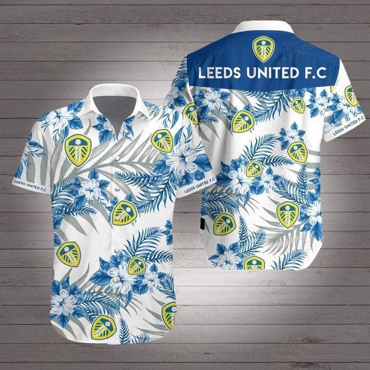 Leeds united football club Hawaiian Shirt White Men Women Beach Wear Short Sleeve Hawaii Shirt