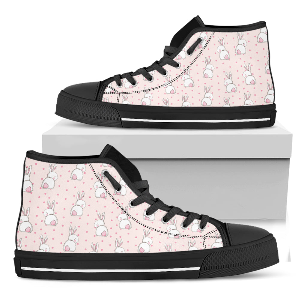 Cute Rabbit Pattern Print Black High Top Shoes