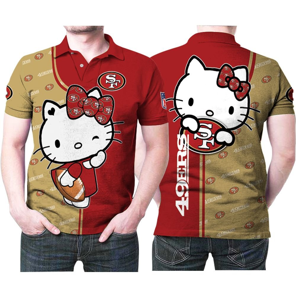 Hello Kitty Hugs San Francisco 49Ers Ball 3D Printed Gift For San Francisco 49Ers Fan Polo Shirt