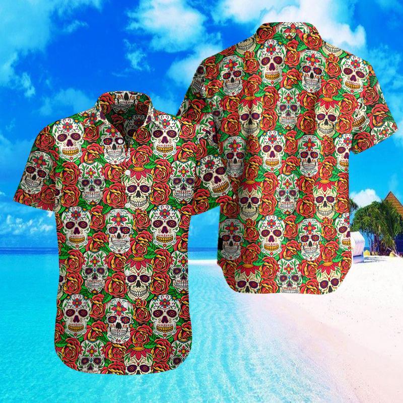 Sugar Skulls And Roses Hawaii Shirt For Hawaii Aloha Ha54520