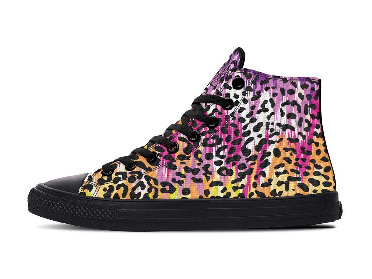 Colorful Leopard Spots, Hightops, High Top Sneakers, Custom Sneakers, Vegan Shoes, Men’S Shoes, Woman’S Shoes, Custom Printed, Abstractprint