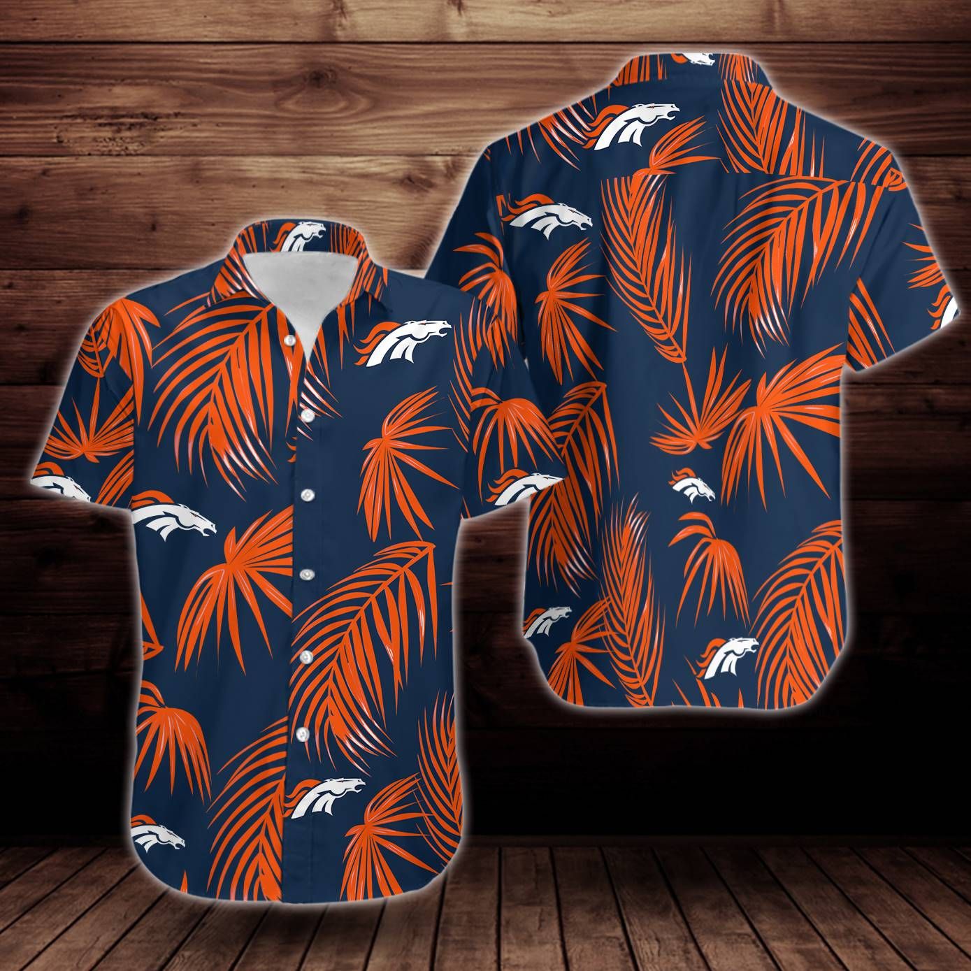 Denver Broncos Flower Short Sleeve Hawaiian Aloha Shirts Aloha Shirts