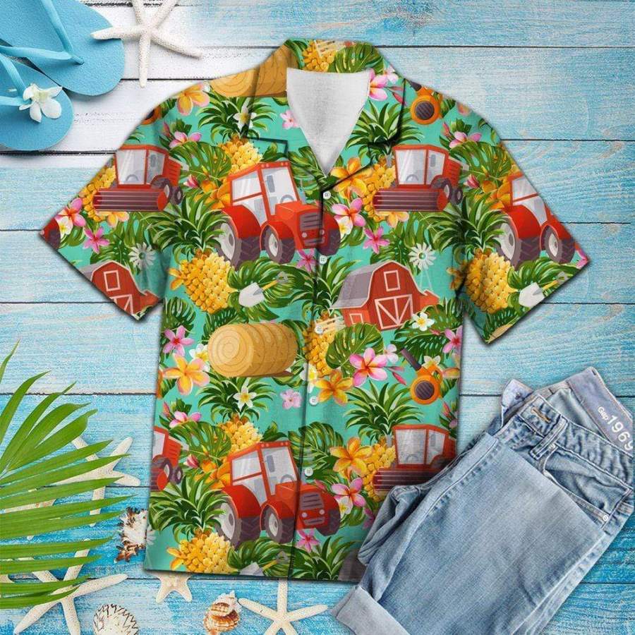 Farmer Pineapple Tropical Hawaii Aloha Shirts Ha99132