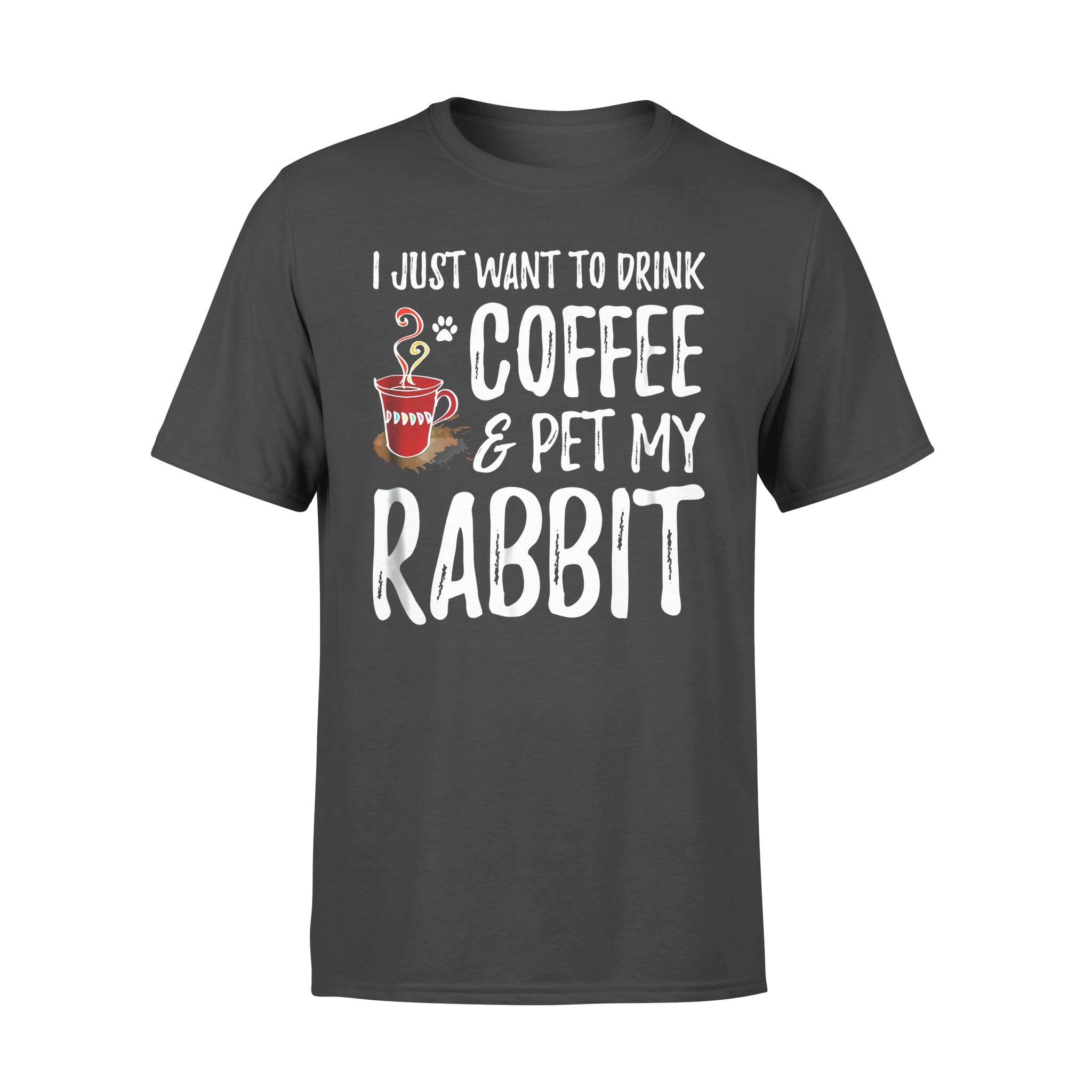 Dog gift idea Rabbit Lover Coffee Funny Bunny T-Shirt – Standard T-shirt