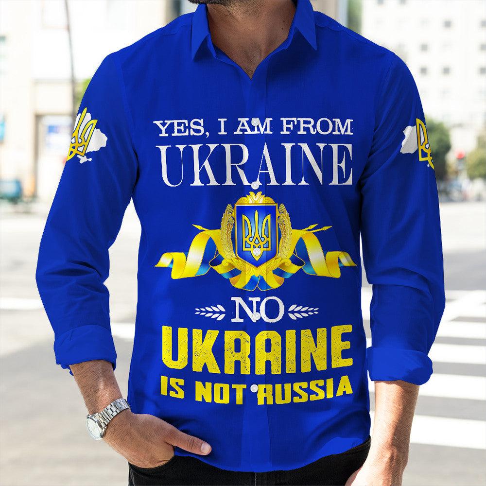 Ukraine Long Sleeve Button Shirt - Ukraine Not Russia Long Sleeve Button Shirt Lt10