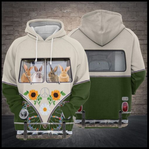 Rabbit Hippie Bus Hoodie Sweatshirt