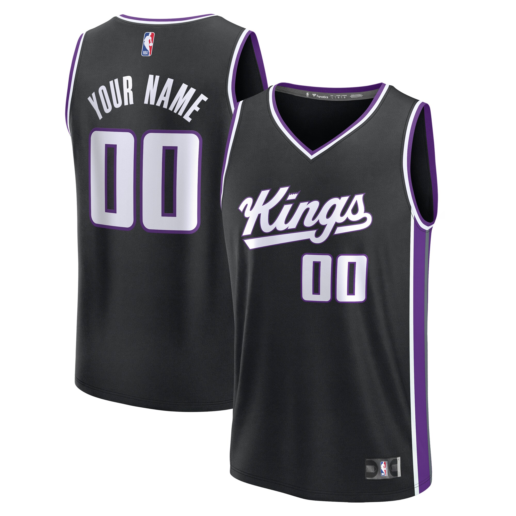 Sacramento Kings Branded Custom Fast Break Jersey – Black – Icon Edition