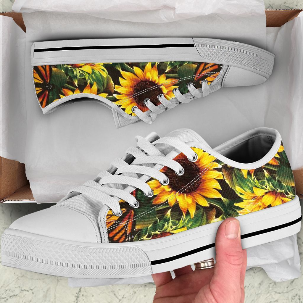 Casespring 3D Butterfly Sunflower Custom Low Top Converse