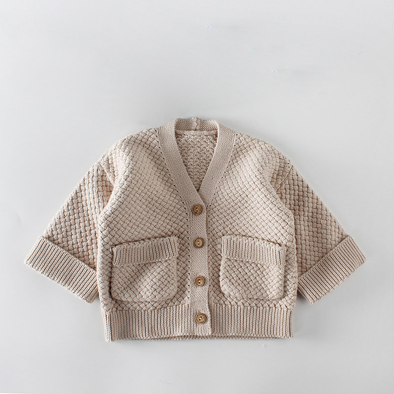 Baby Girls’ Knitted Sweater Autumn Winter Cotton Children’s Boys Cardigan Sweater Jacket Solid Color Kids Outwear RT195 alx