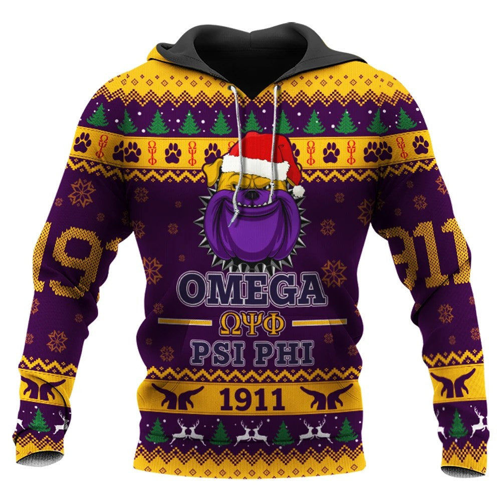 Fraternity Hoodie – Omega Psi Phi Bulldog Christmas Hoodie