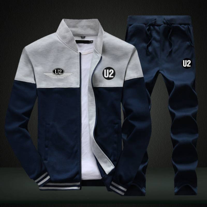 U2 Sweatshirt +Sweatpants Mens Clothing 2 Pieces Sets Slim Tracksuit