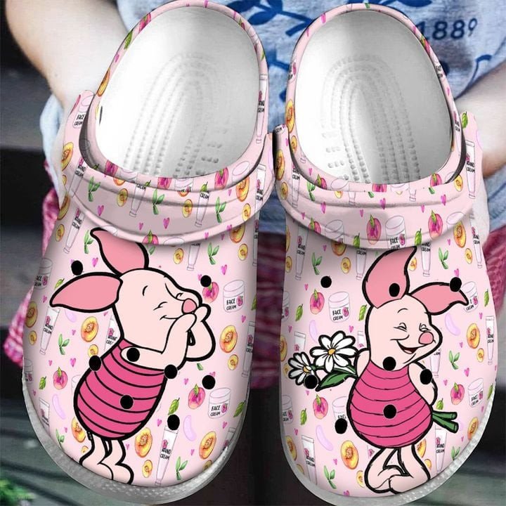 Piglet Winnie The Pooh Gift For Fan Classic Water Rubber Crocs Crocband Clogs, Comfy Footwear