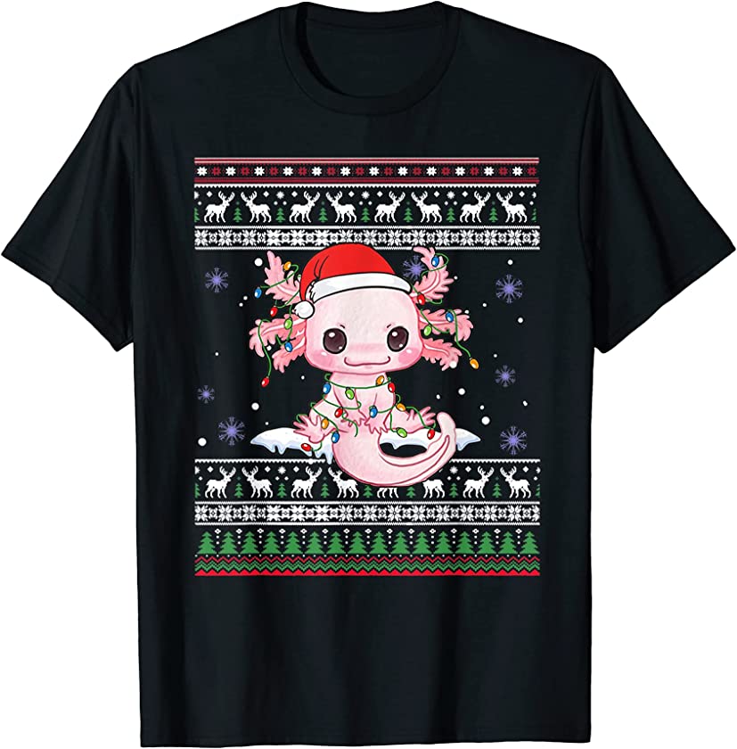 Ugly Christmas Santa Costume Salamander Christmas Axolotl T-Shirt