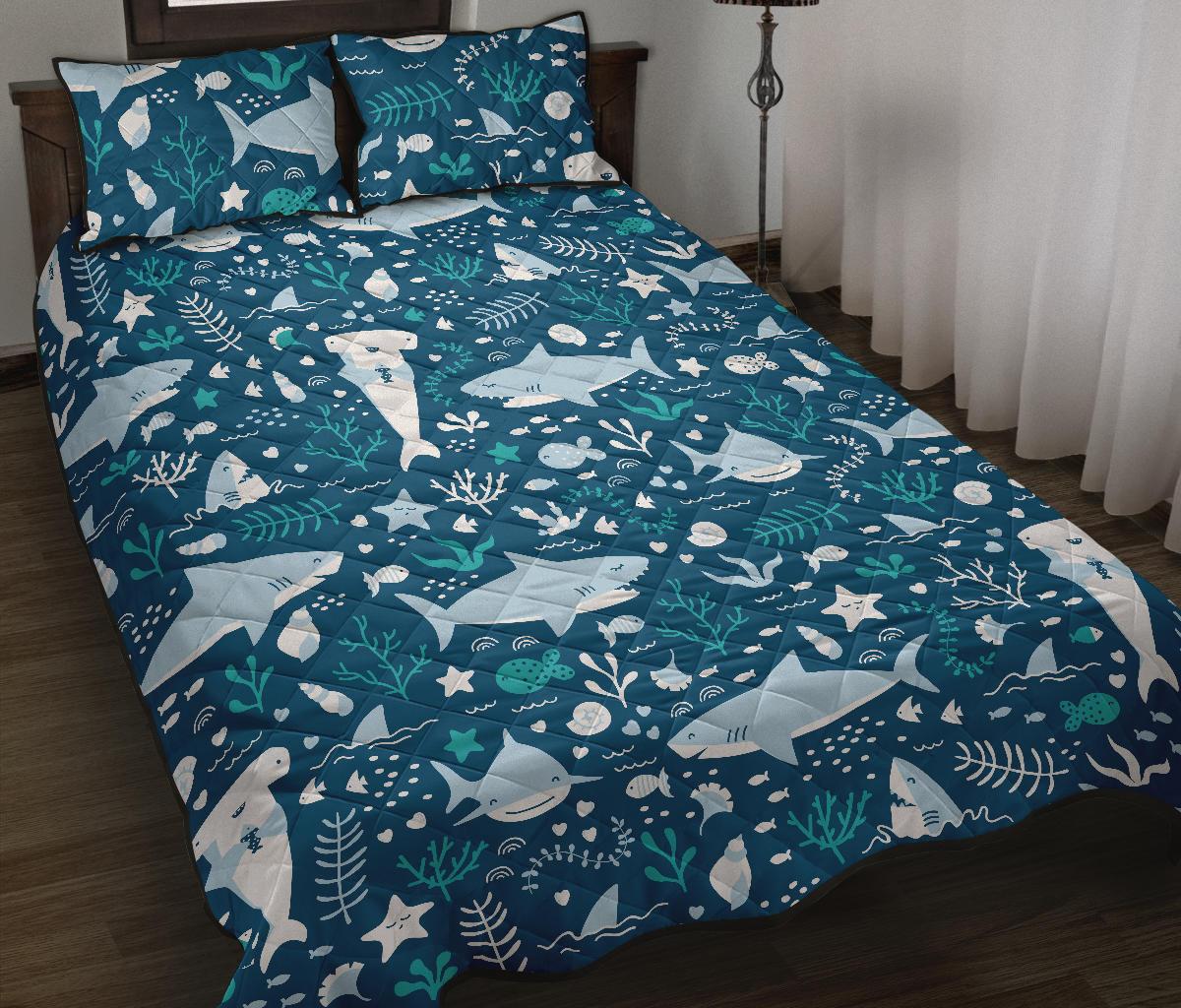 Cute shark pattern Quilt Bed Set