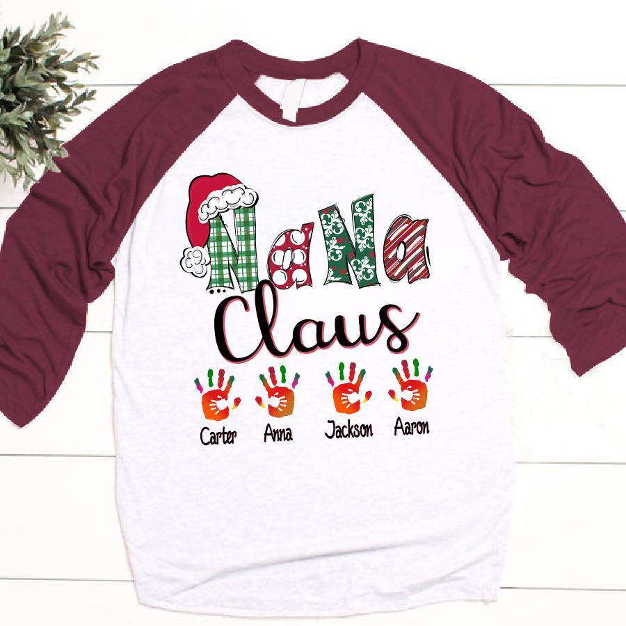 Nana claus art – Christmas | Personalized Baseball T-shirt