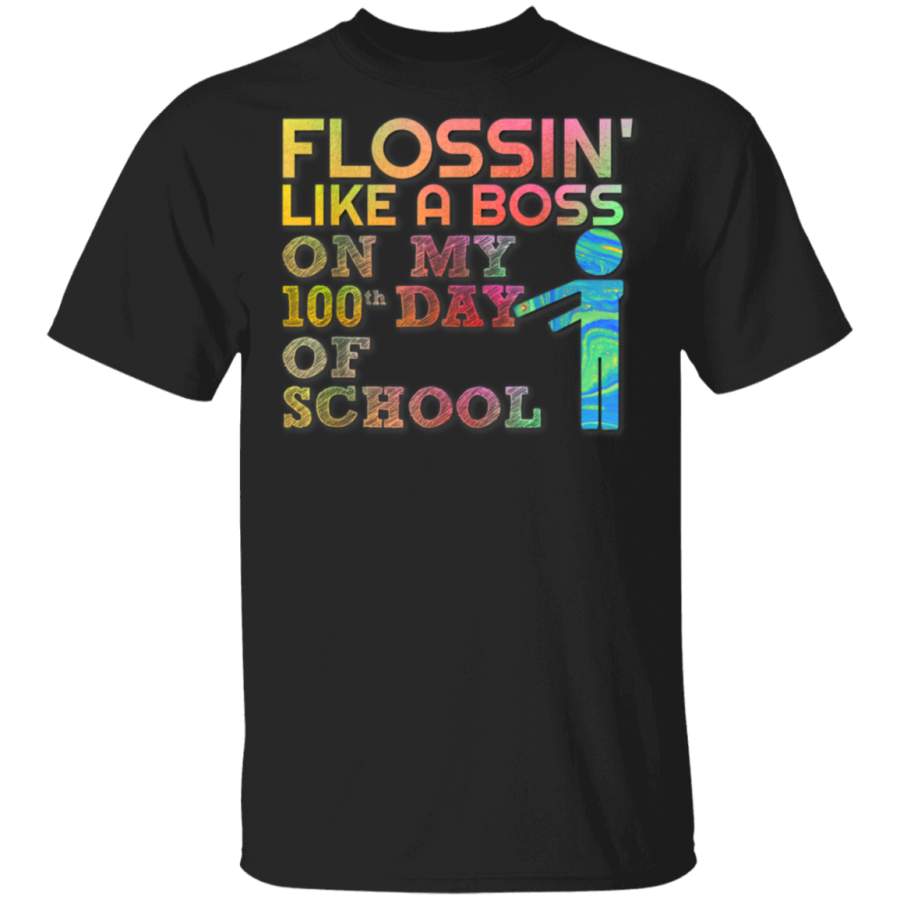 Flossin Like Boss 100 Day of School Teacher Gift T-Shirt