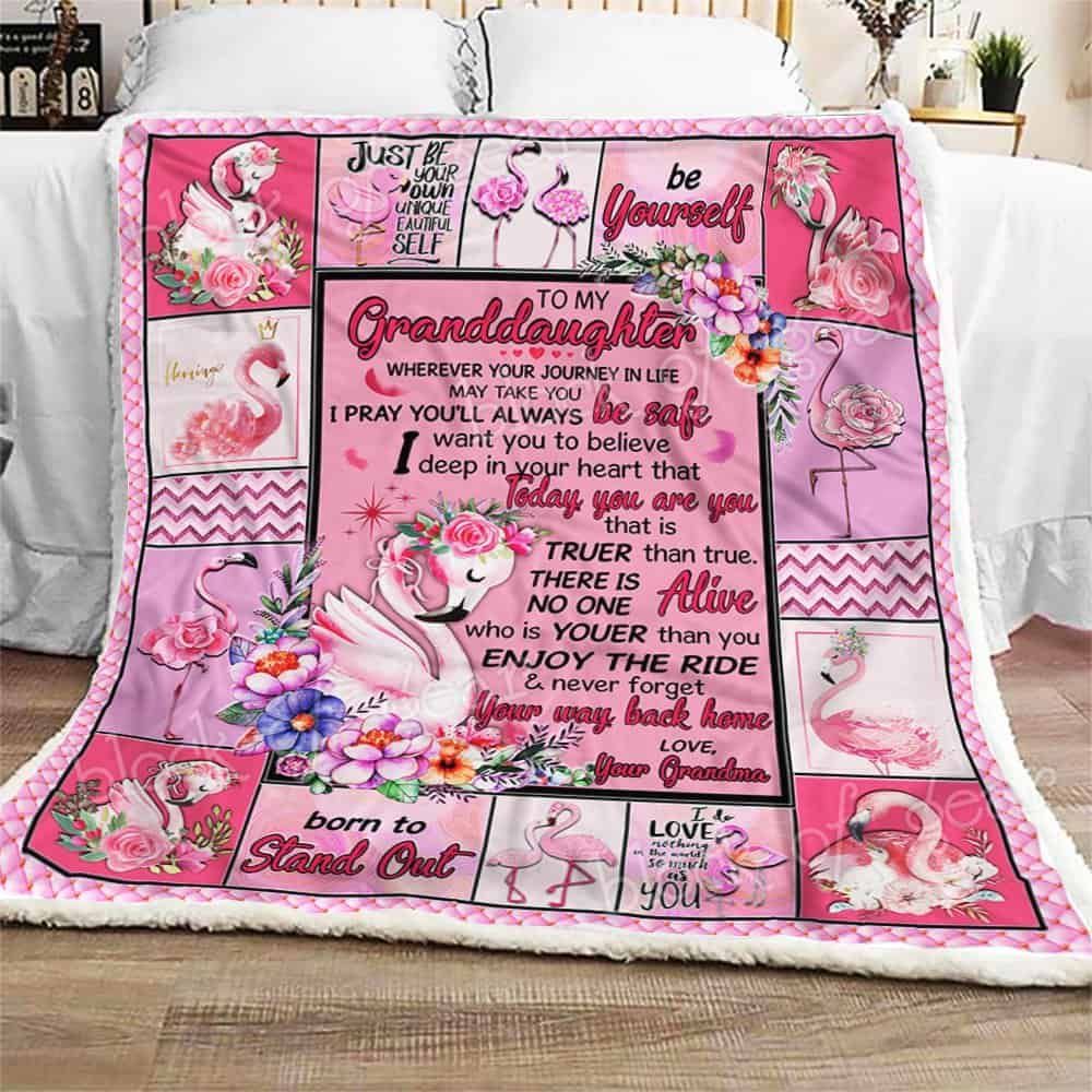 To My Granddaughter – Flamingo Sofa Throw Blanket