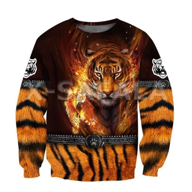 Hunting Love Fire Tiger Animal 3D All Print Hoodie Man Women Harajuku Outwear Zipper Pullover Sweatshirt