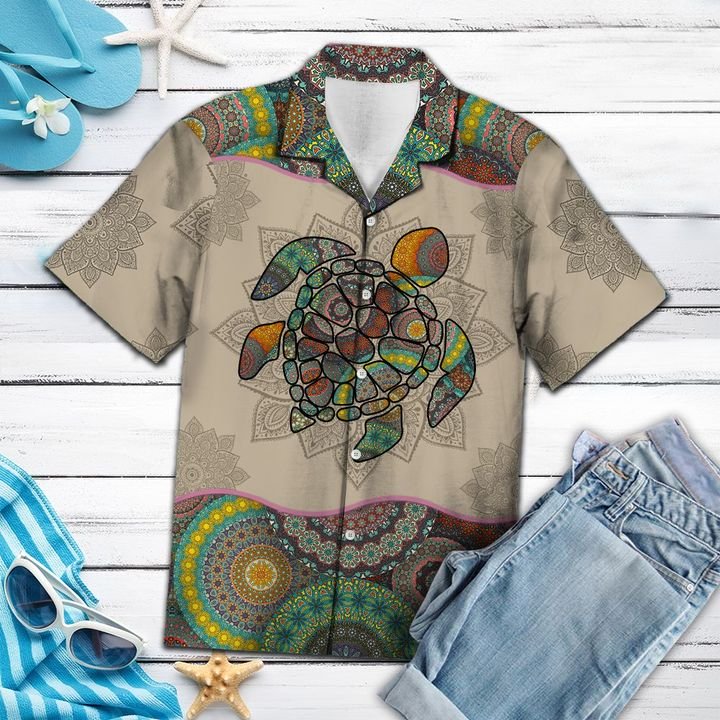 Turtle Mandala Hawaiian Shirt Summer Button Up For Men, Women, Couple