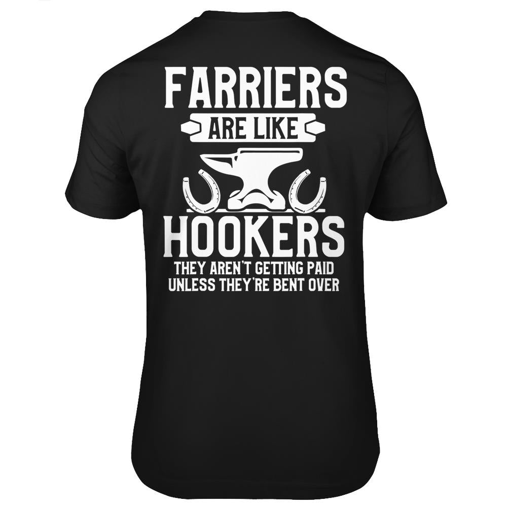 Farrier Bent Horseshoe Hoof Trimming Equine Shoeing T Shirts Print On Back