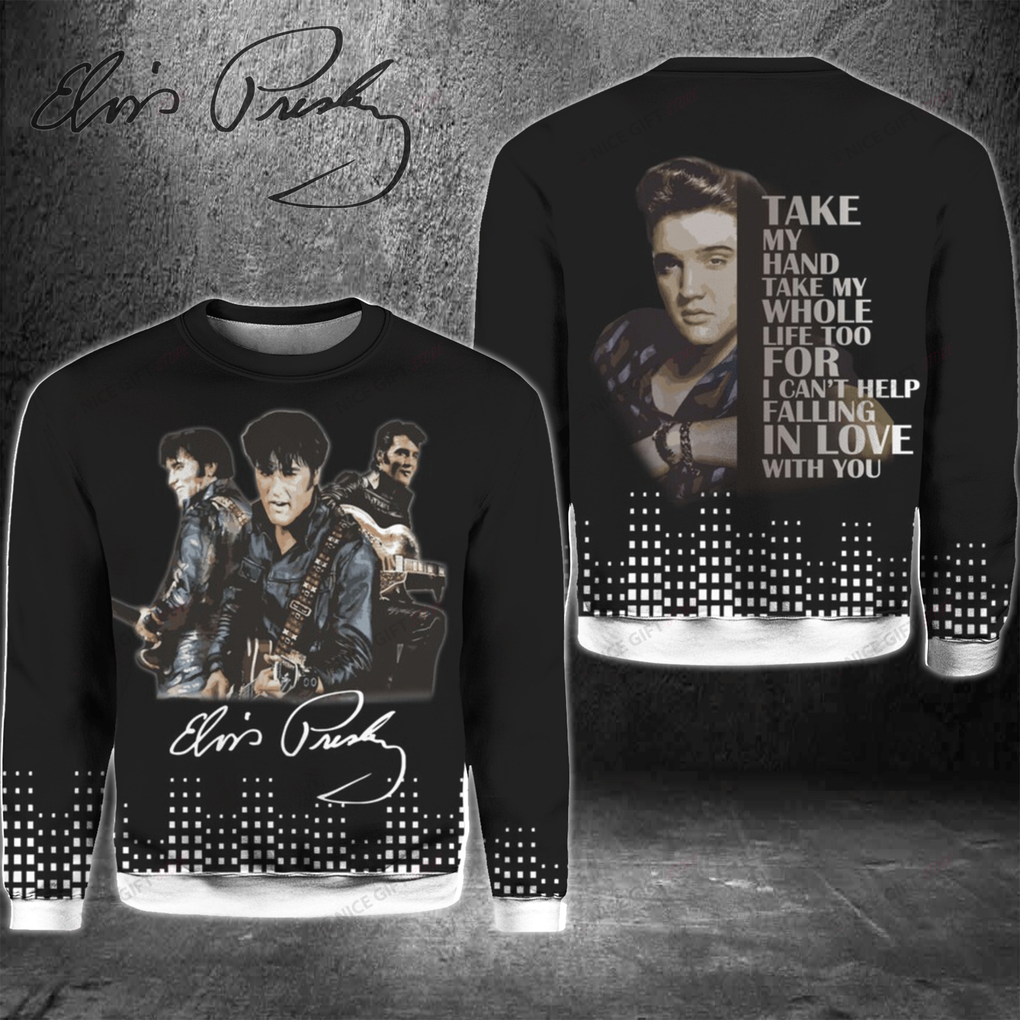 Elvis Presley Crewneck Sweatshirt 3Cs-D6M8