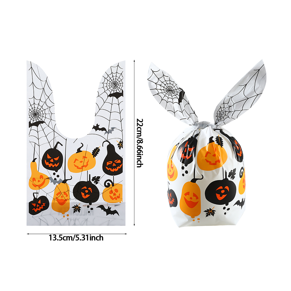 50pcs Halloween Candy Bags Pumpkin Bat Biscuit Gift Bag Trick or Treat Kids Favors Supplies Halloween Decoration for Home Indoor alx