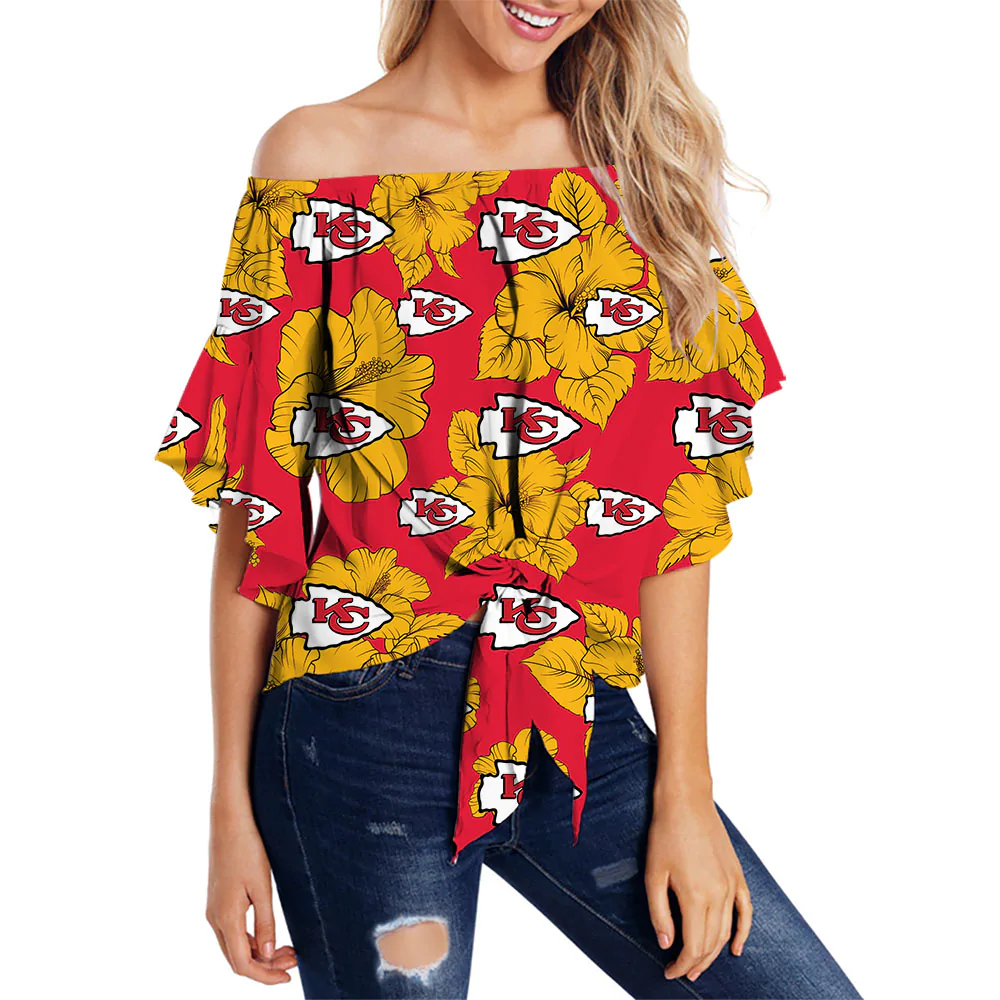 Summer Women’S Kansas City Chiefs Shirt Strapless Bandage Shirt