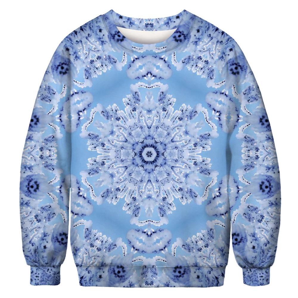 Christmas Sweatshirts – Christmas Snowflake Cool Icon Blue 3D Sweatshirt