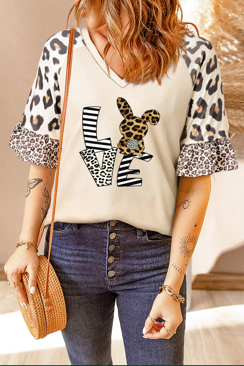 Khaki Leopard Casual Bunny T-Shirt