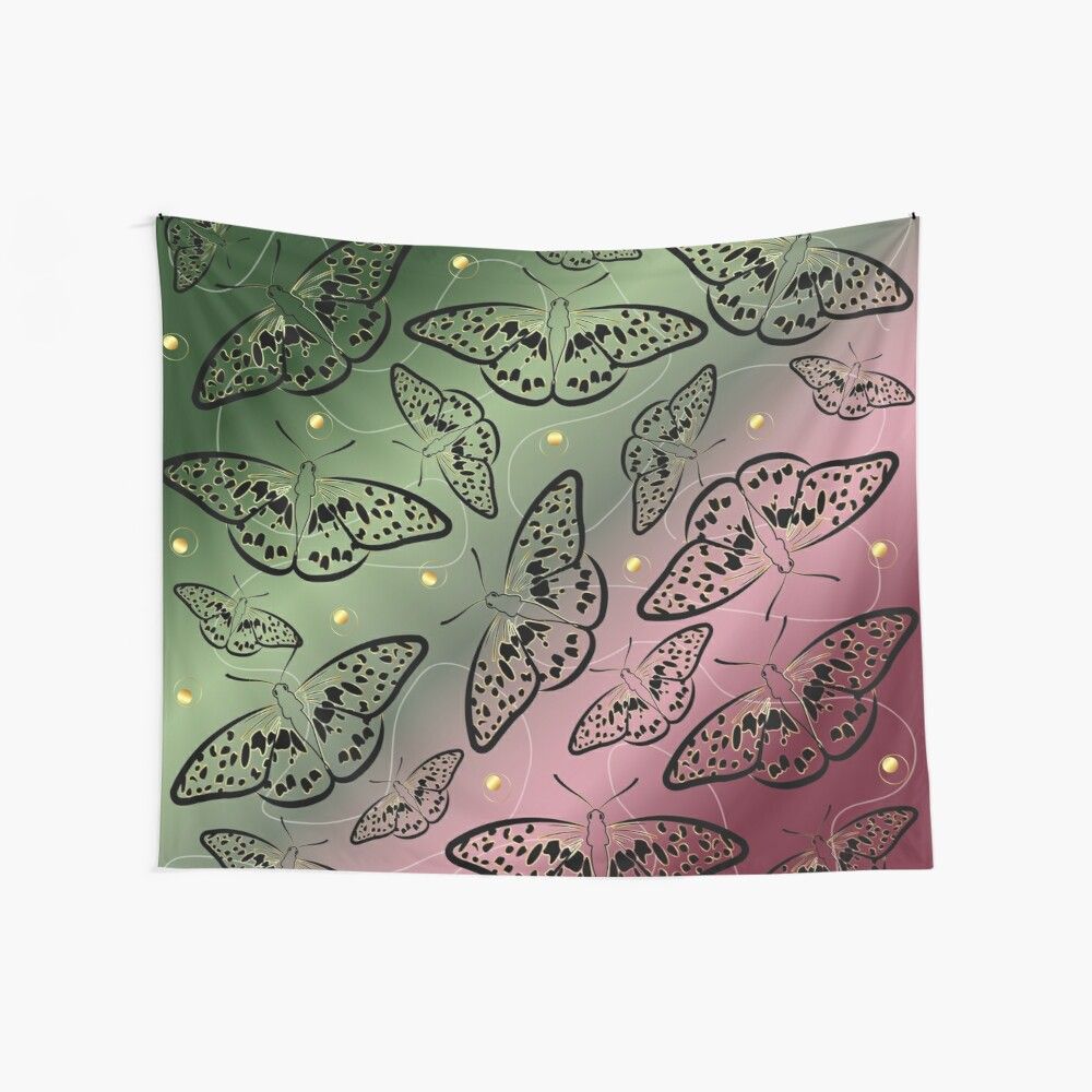 Yellow Stars Cute Black Butterfly Green Pink Wall Tapestry For Bedroom Teen Girl Living Room Dorm Home Decor