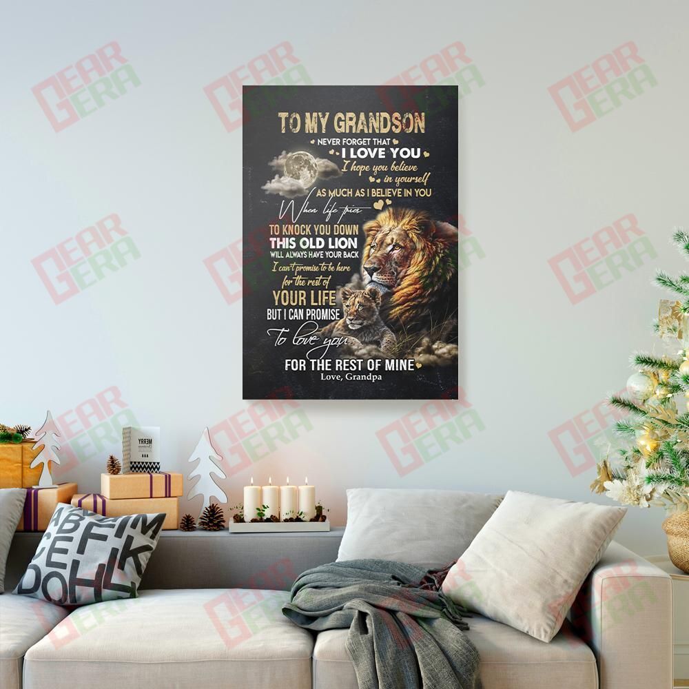 Canvas Painting To My Grandson Never Forget That I Love You Lion Grandpa Canvas Artistic Living Room Bedroom Bathroom Home Decoration