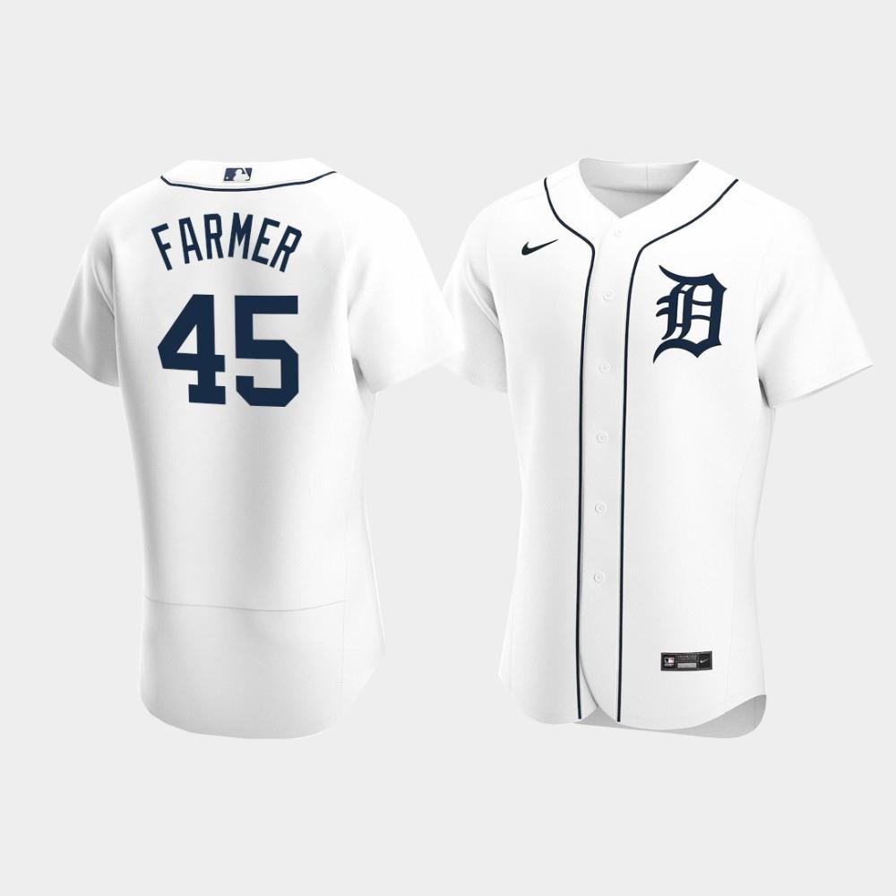 Buck Farmer 45 Detroit Tigers White Home Jersey