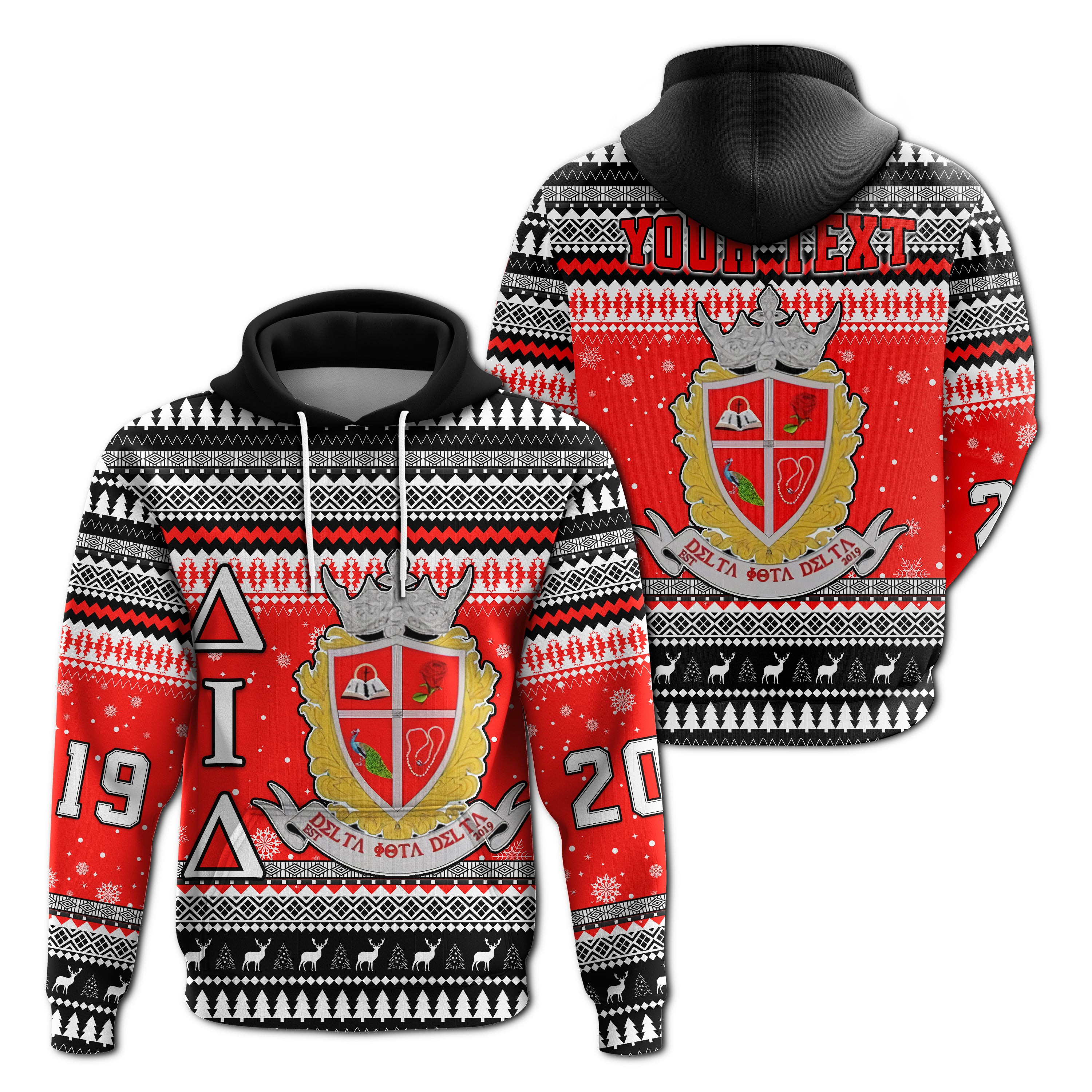 (Custom Personalised) Delta Iota Delta Christmas Hoodie African Pattern Lt13