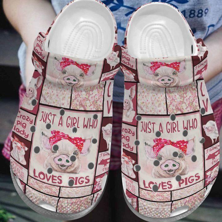 Pig Personalize Clog, Custom Name, Text, Fashion Style For Women, Men, Kid, Print 3D Just A Girl Who Loves Pigs 4