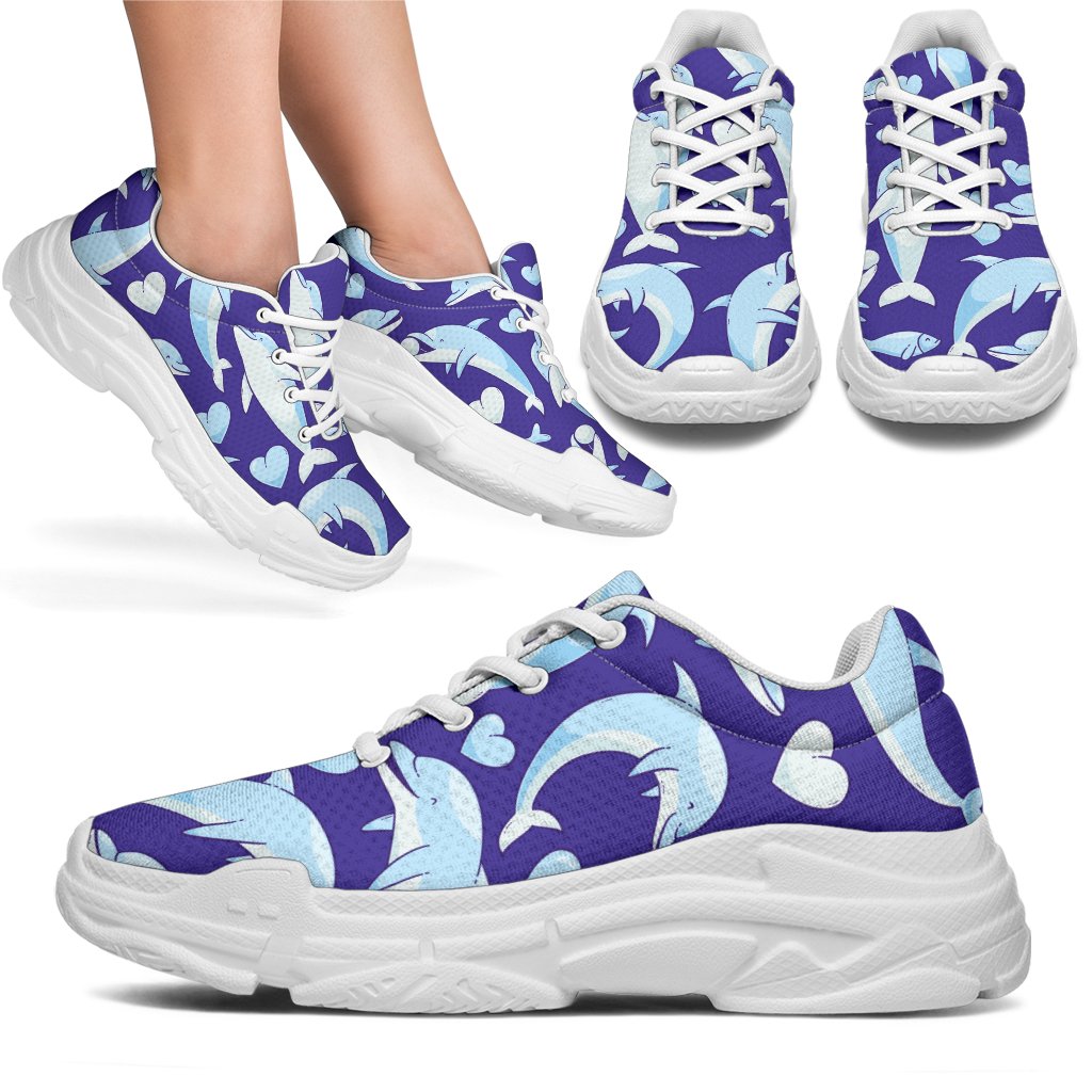 Dolphin Smile Print Pattern Chunky Sneakers