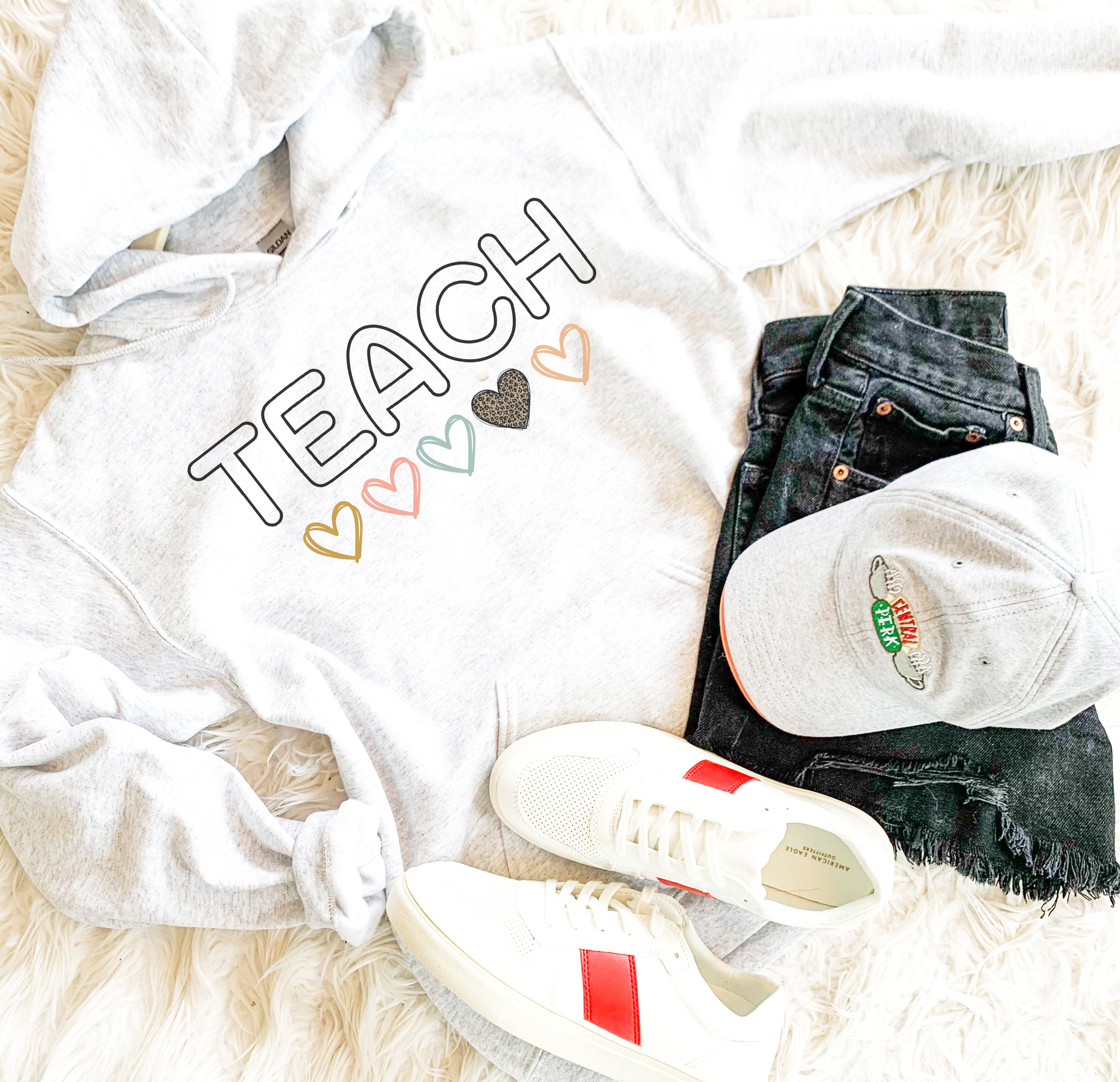 Teach Leopard Heart Sweatshirt