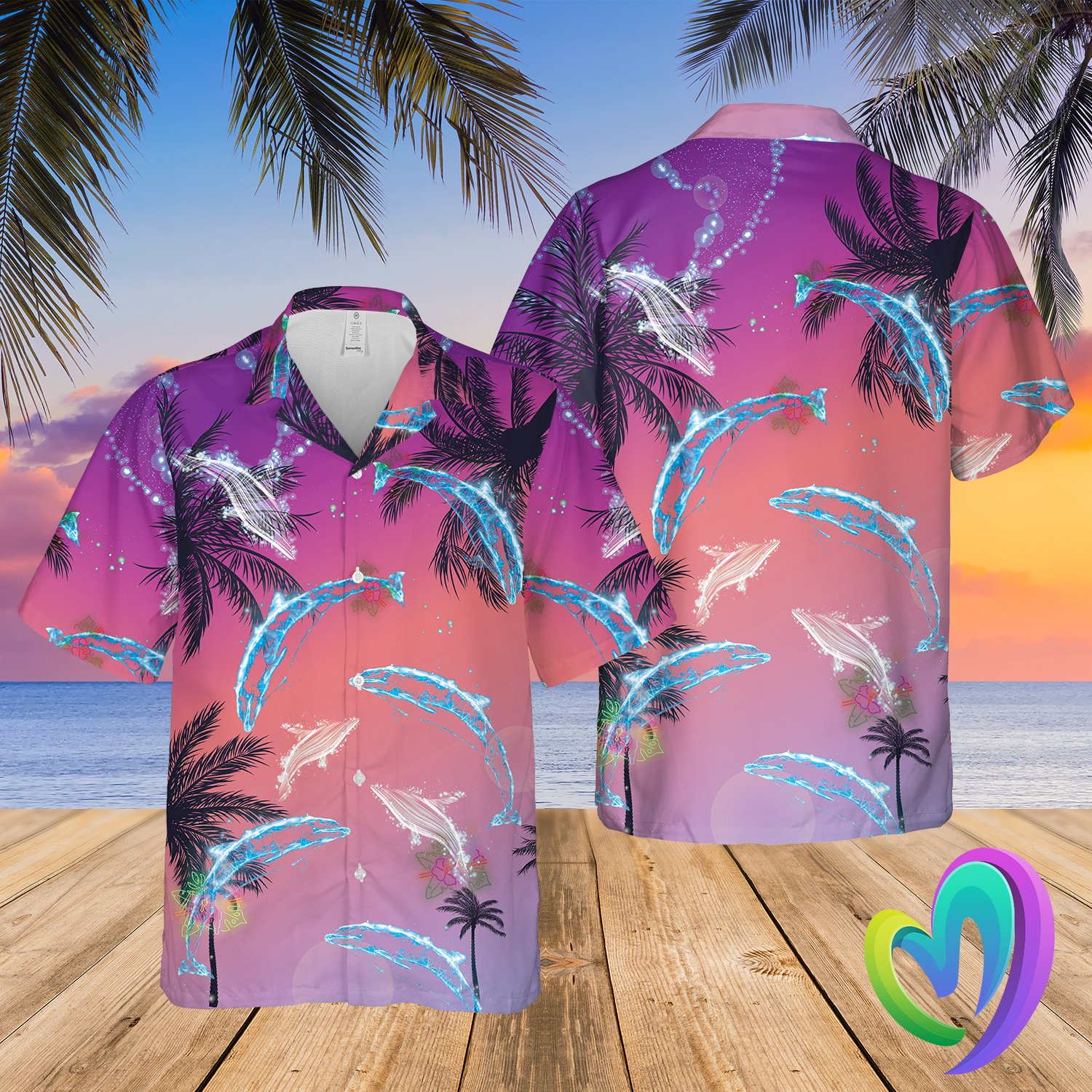 Dolphin Hawaii Summer Beach Shirt Funny Aloha Ha83161