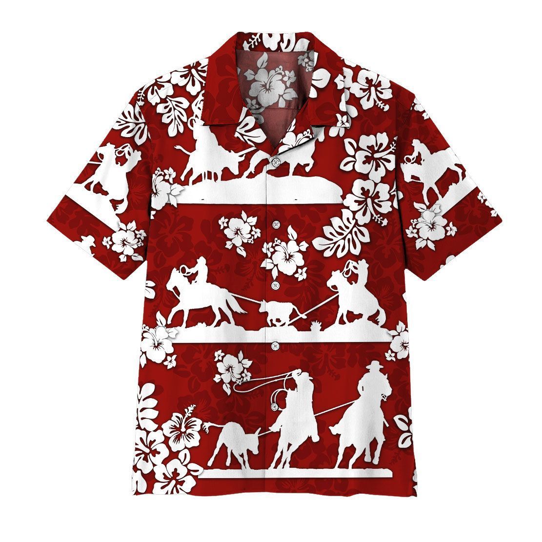 Gearhumans Gearhuman Red Team Roping Hawaiian Shirt Ha82685