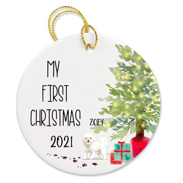 Personalized Bichon Frise Puppy’S First Christmas Ornament, Bichon Frise Ornament