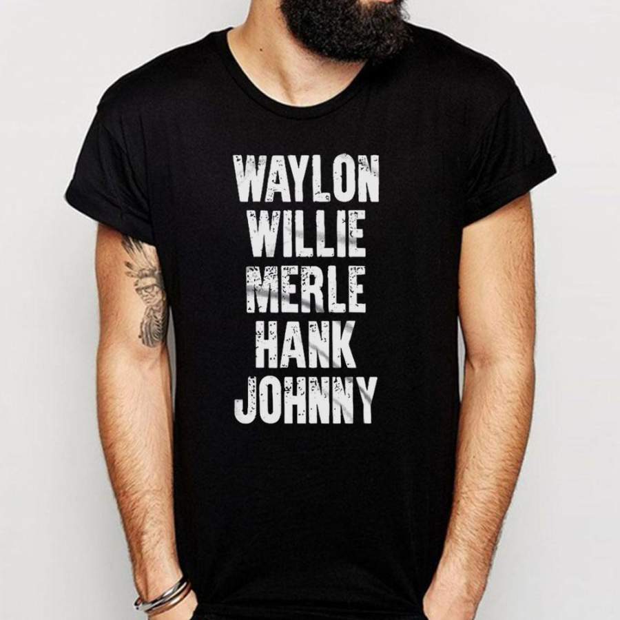 Waylon Jennings Willie Nelson Merle Haggard Johnny Cash Hank Album T-Shirt