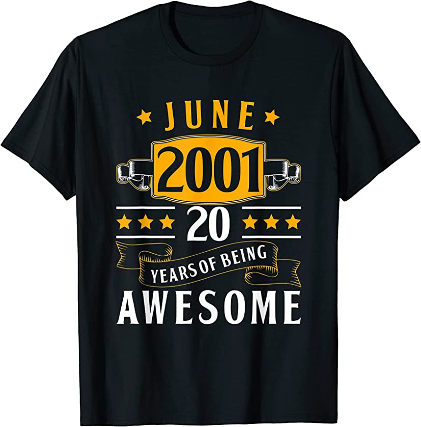 20th Birthday Vintage June 2001 20 Years Old Retro Men T-Shirt