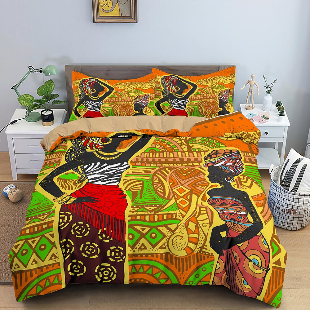 Africa Women 3D Printed Bedding Sets Ethnic African Duvet Cover Set Queen King Cover Luxury Bed Pillowcase