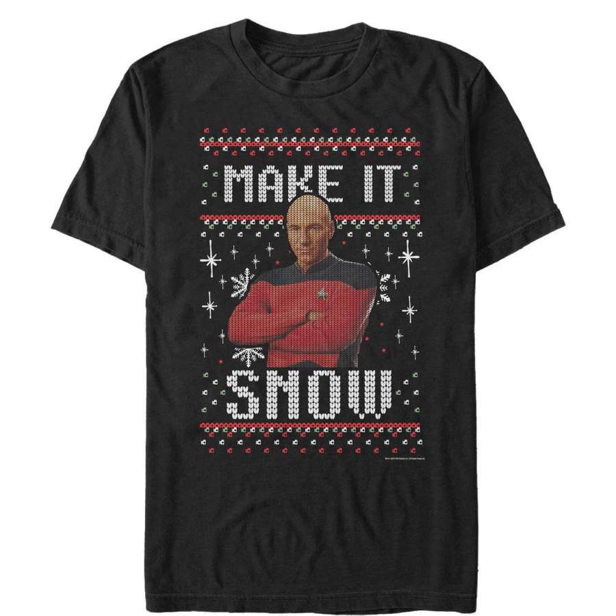 Star Trek Men’s Christmas Next Generation Make It Snow  T Shirt