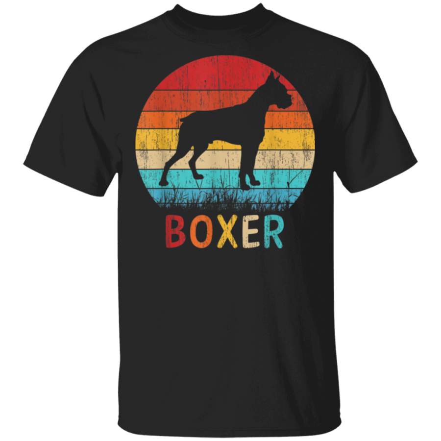 Boxer Dog Gift Retro Vintage 60s 70s Silhouette Breed Tshirt