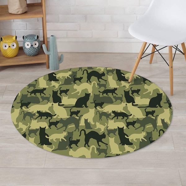 Cat Camouflage Print Round Rug