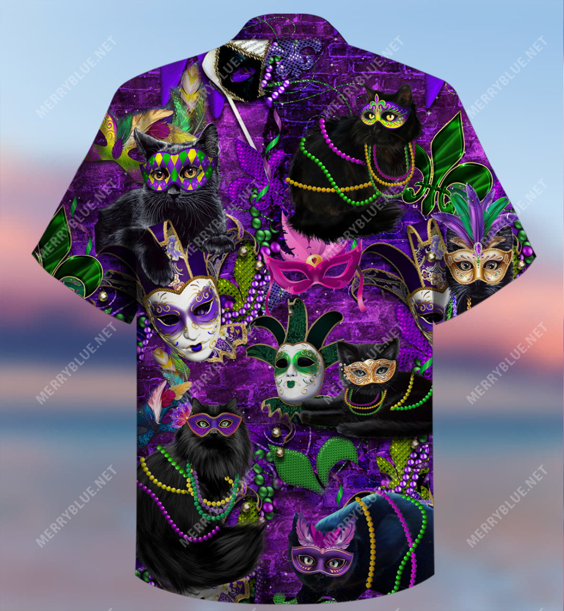 Black Cats Mardi Gras Carnival Hawaii Shirt Gift For Cat Lovers In Holiday Ha46608