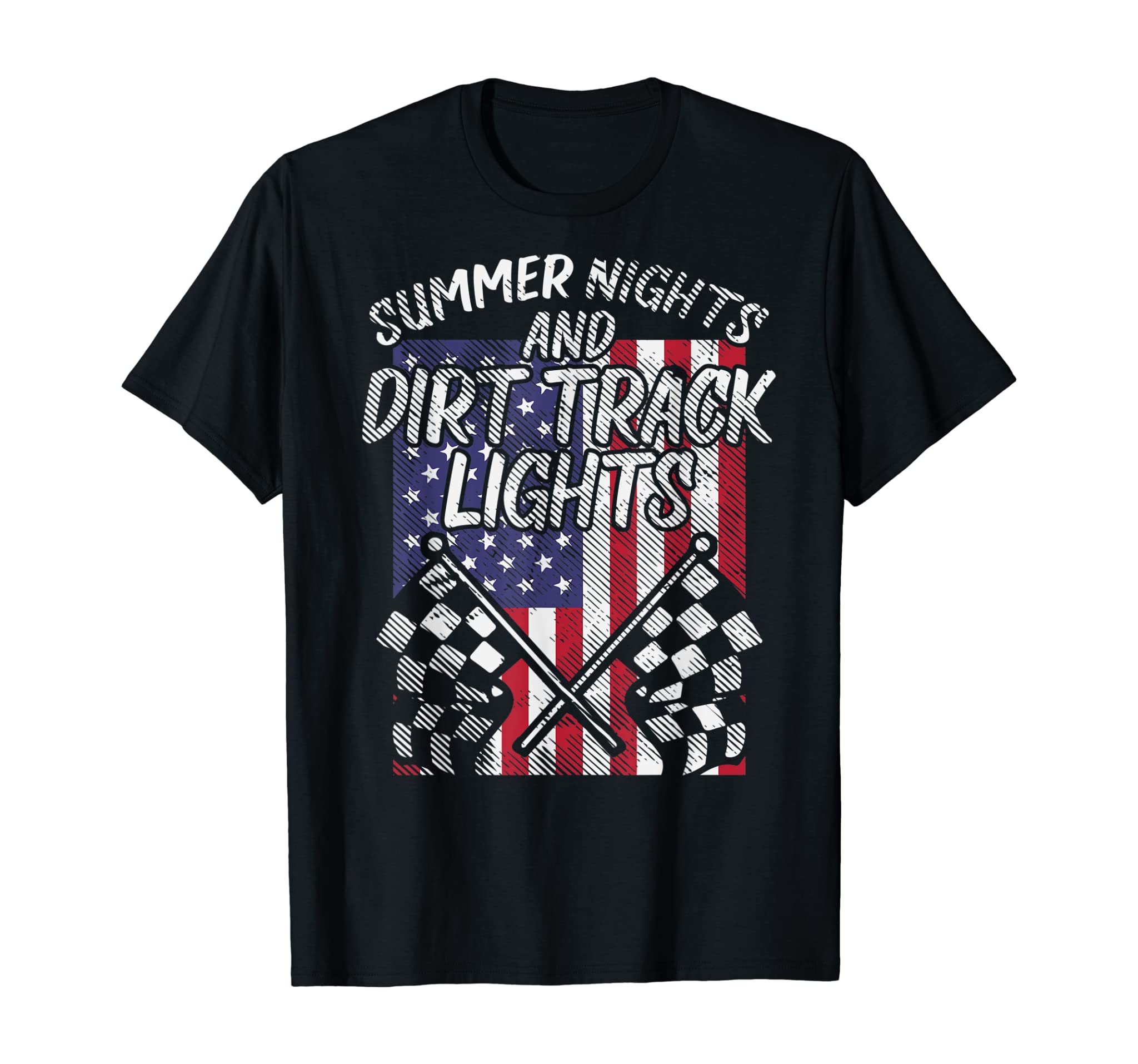 Summer Nights Dirt Track Lights Flag Motocross Racing Gift T-Shirt